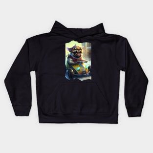 Cyberpunk Pug Super Kart Racing Kids Hoodie